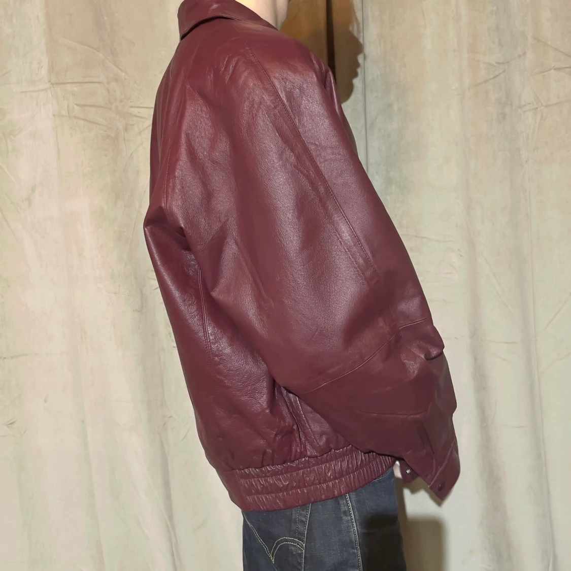 Röd läderjacka - 90