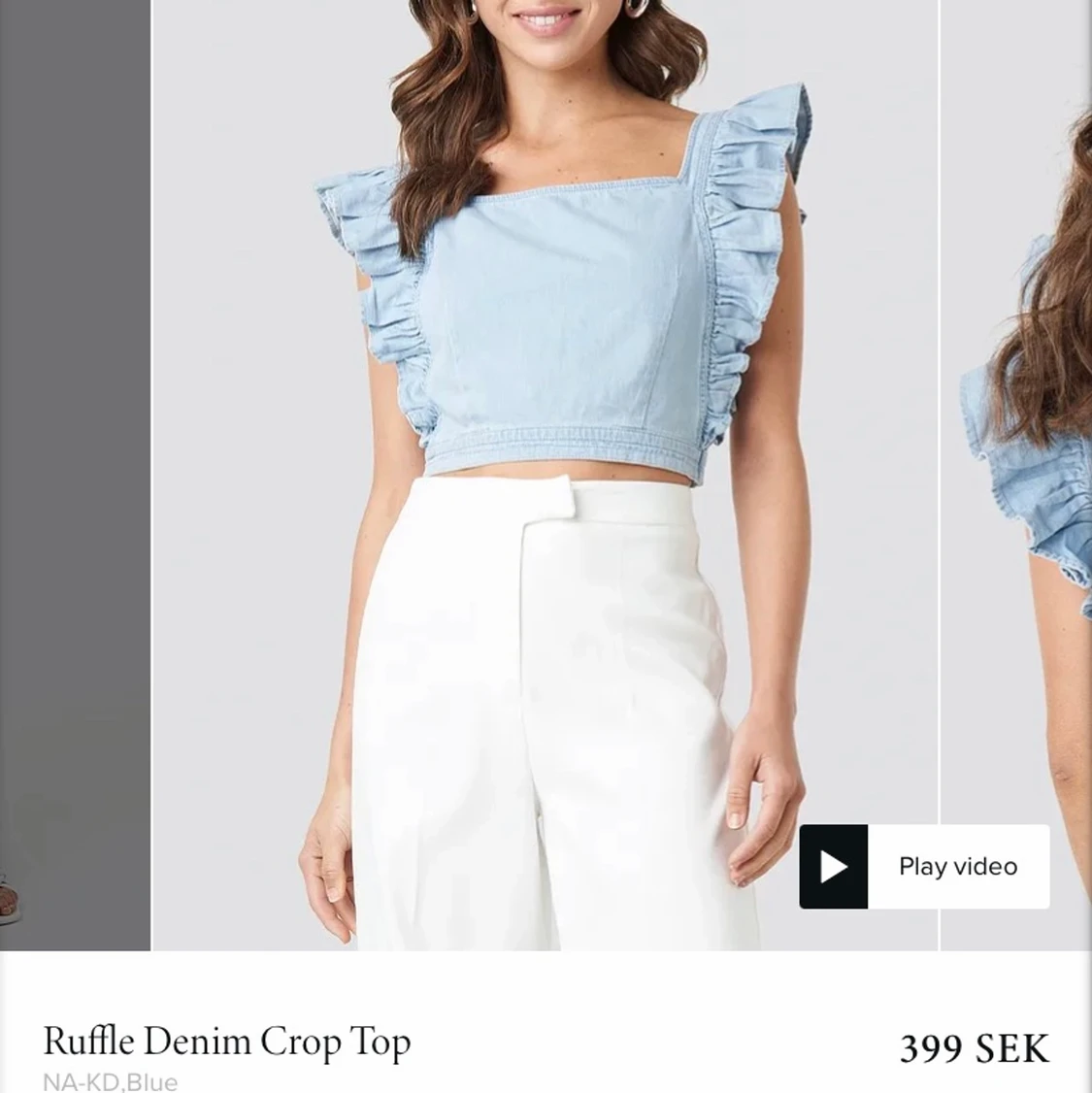 RUFFLE DENIM CROP TOP