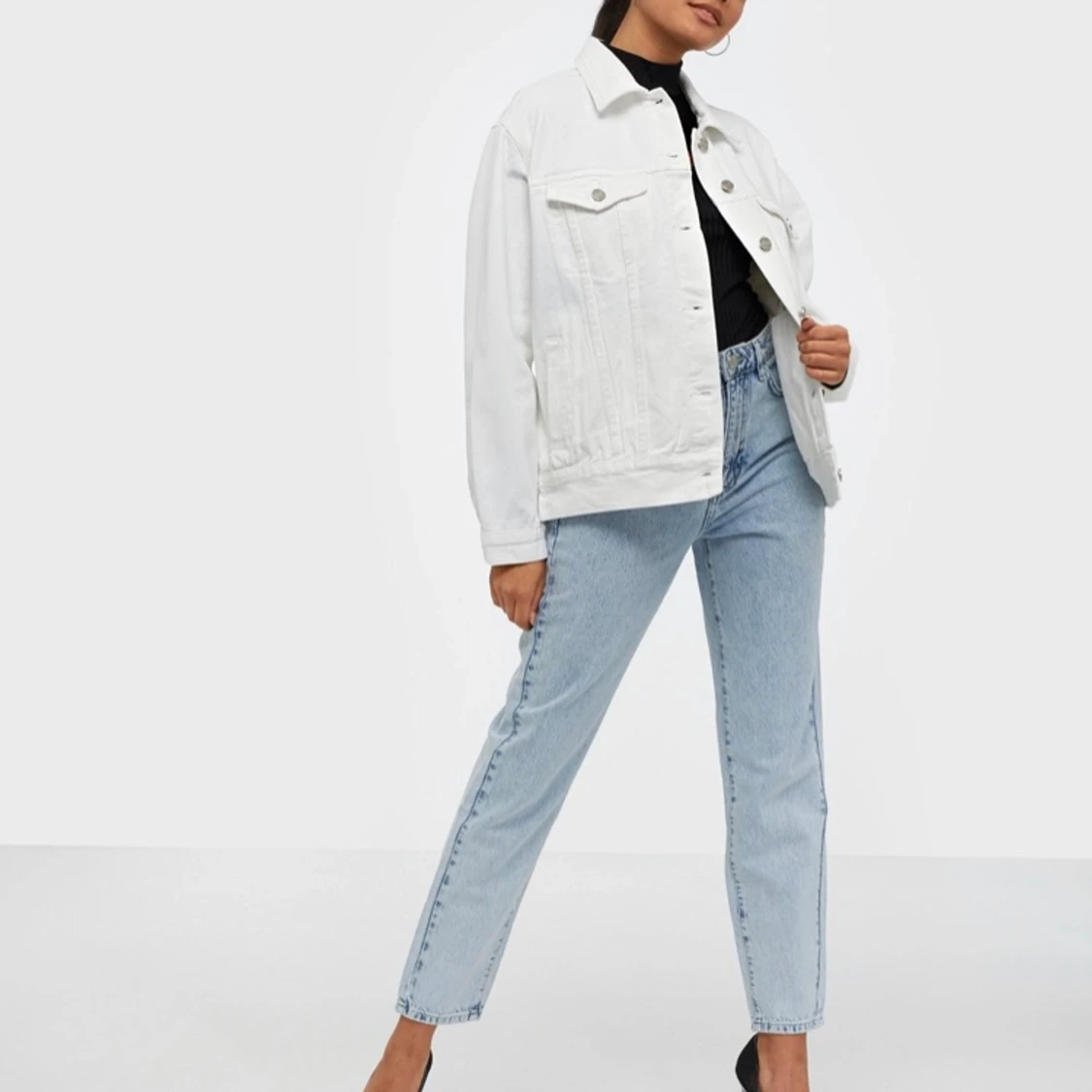Vit oversized jeans jacka  - 91