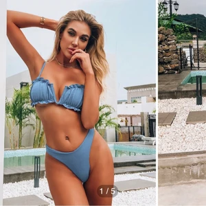 Bikini  - Säljer denna ursnygga bikinin som jag aldrig amvänt. Säljer så den inte rikigt passade min kropp eftersom att jag har ganska liten rumpa o stor mage o tyckte inte den va så fin på mig. Men den ä så sjukt fin o önska verkligen den såg ut så på mkg 