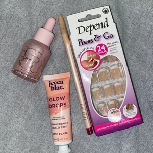 Skönhet  - Läppennan och lösnaglarna är HELT nya medan ”dropparna” är testade. Köp en för 40 eller ALLT för 140kr. Frakt tillkommer🤩