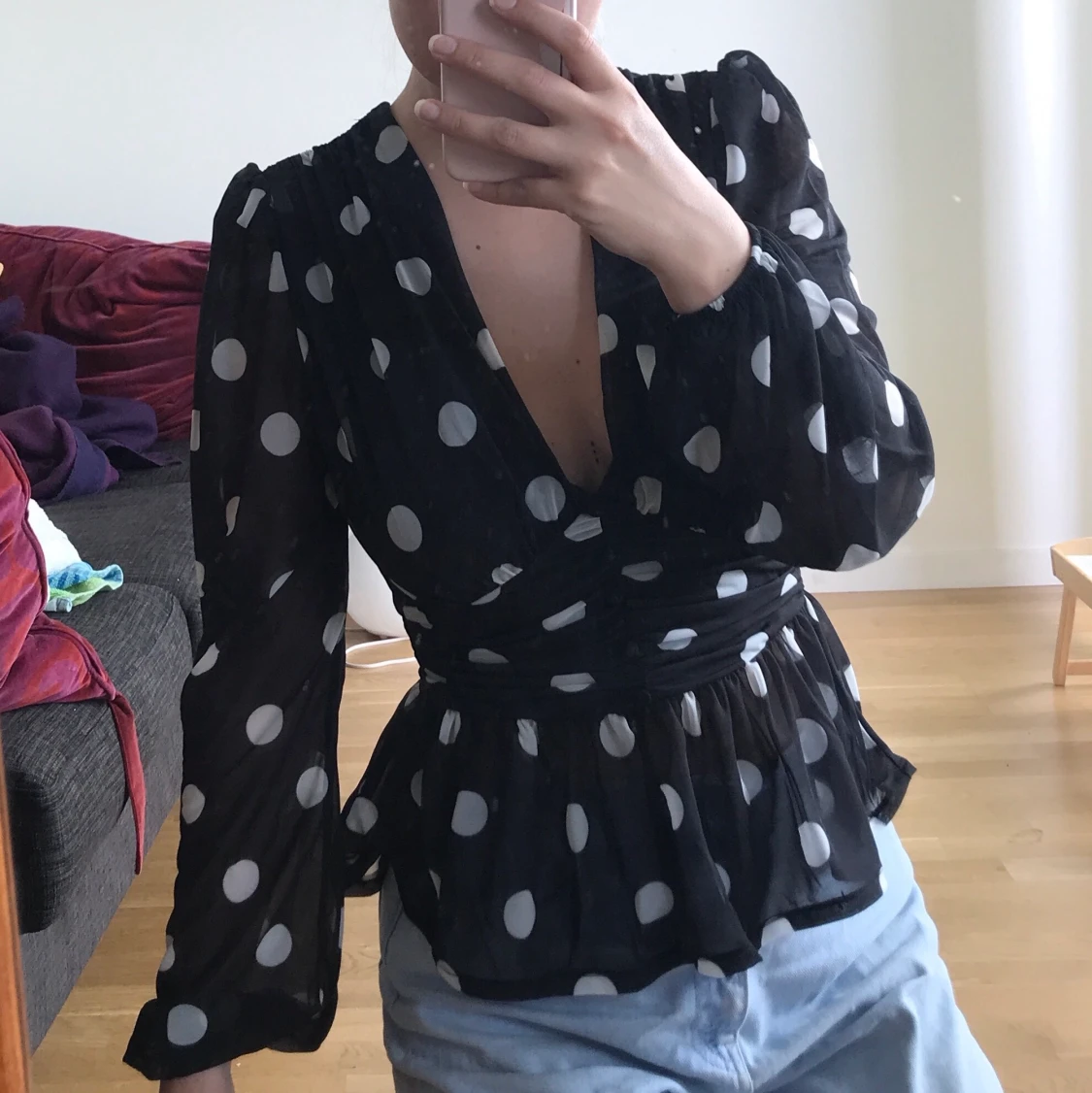 Asos topp svart och vitprickig - 90