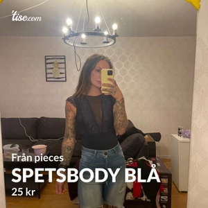 Spetsbody  - Blå, testad. Svart, använd 1 gång. Från pieces, styckpris! 