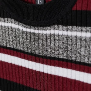 ♻️Slutsåld H&M topp♻️ - Bild 1 och 3 lånade. Storlek: Xs - sann till storleken Passform: figurnära - passformen syns på bild 3. Randig topp med färgerna grå, vit, svart och vinröd. Införskaffad hösten 2020 men använd fåtal gånger. Långa armar. Töjbar. Bra skick men några noppor högre upp på armen, dock syns de knappt. Skön att använda och snygg till ett par svarta highwaisted jeans. Spårbar leverans. Samfraktar gärna vid köp av andra varor på min plick. Leveransens kostnad blir då annorlunda.