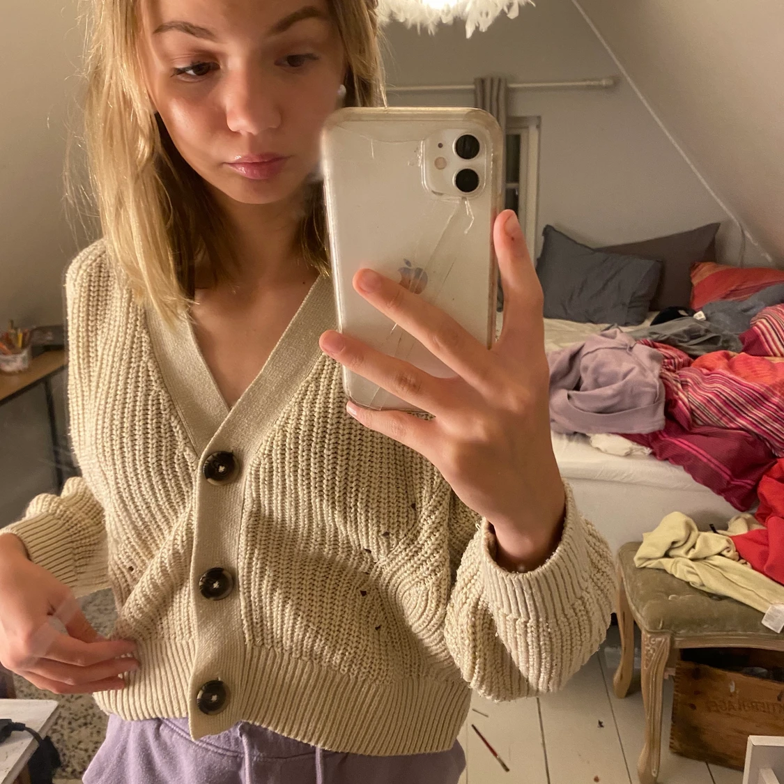  Hoppade stickad tjocktröja 