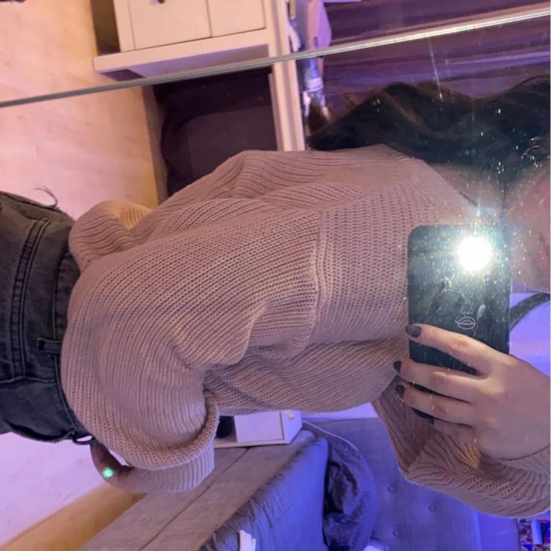 Stickad gammalrosa/beige tröja  - 91