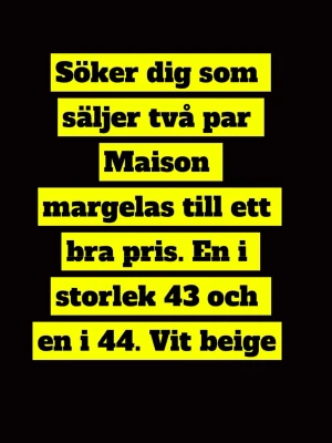 Maison Margiela sneakers vit beige - Letar efter två par Maison Margiela sneakers i färgen vit och beige. Skorna har en modern och stilren design som passar perfekt till streetwear och trendiga outfits.
