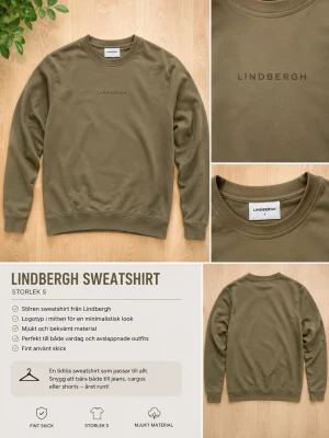 Olivgrön sweatshirt från Lindbergh - Snygg olivgrön sweatshirt från Lindbergh med minimalistisk logga på bröstet. Tillverkad i mjukt och bekvämt material, har rund halsringning och ribbade muddar vid ärmslut och nederkant. Perfekt för en clean och avslappnad stil. Nypris 699 SEK