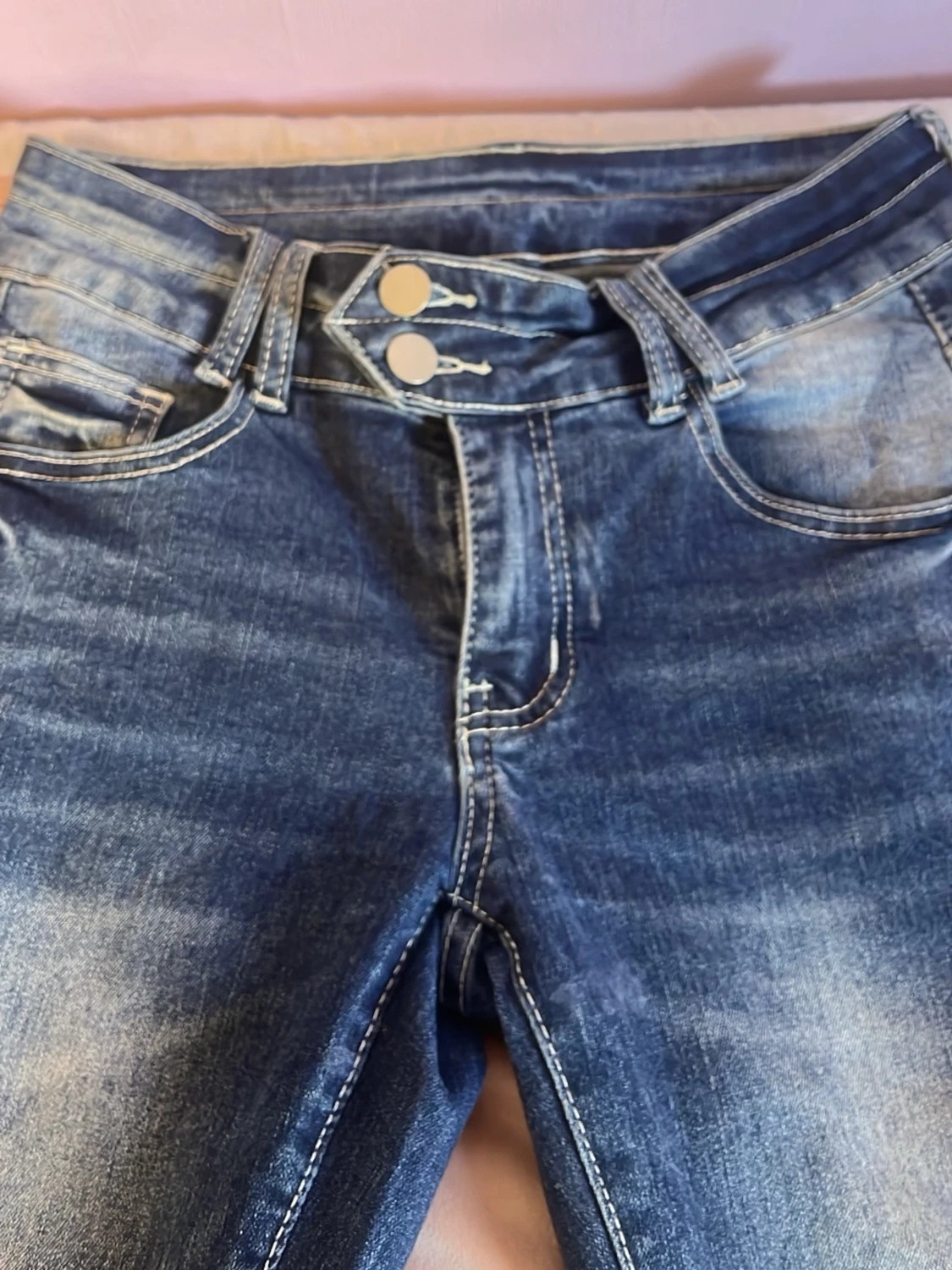 Blåa bootcut jeans  - 2
