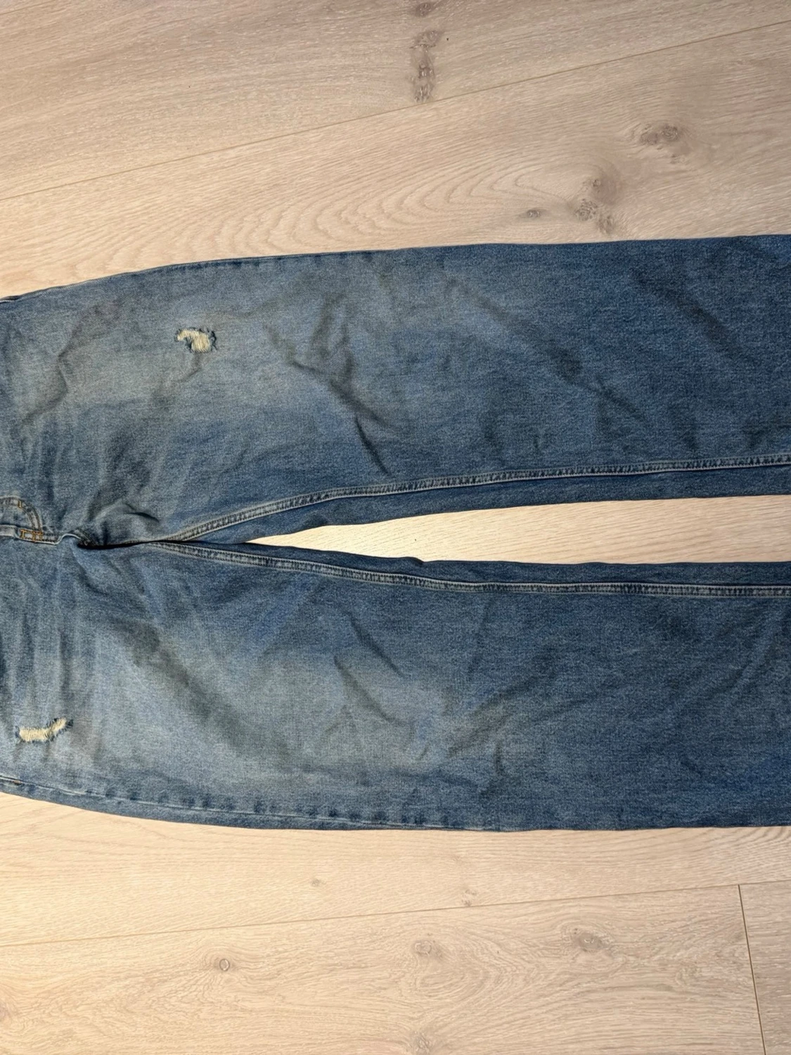 Blå raka jeans med rå kant (fivefourfive)  - 2