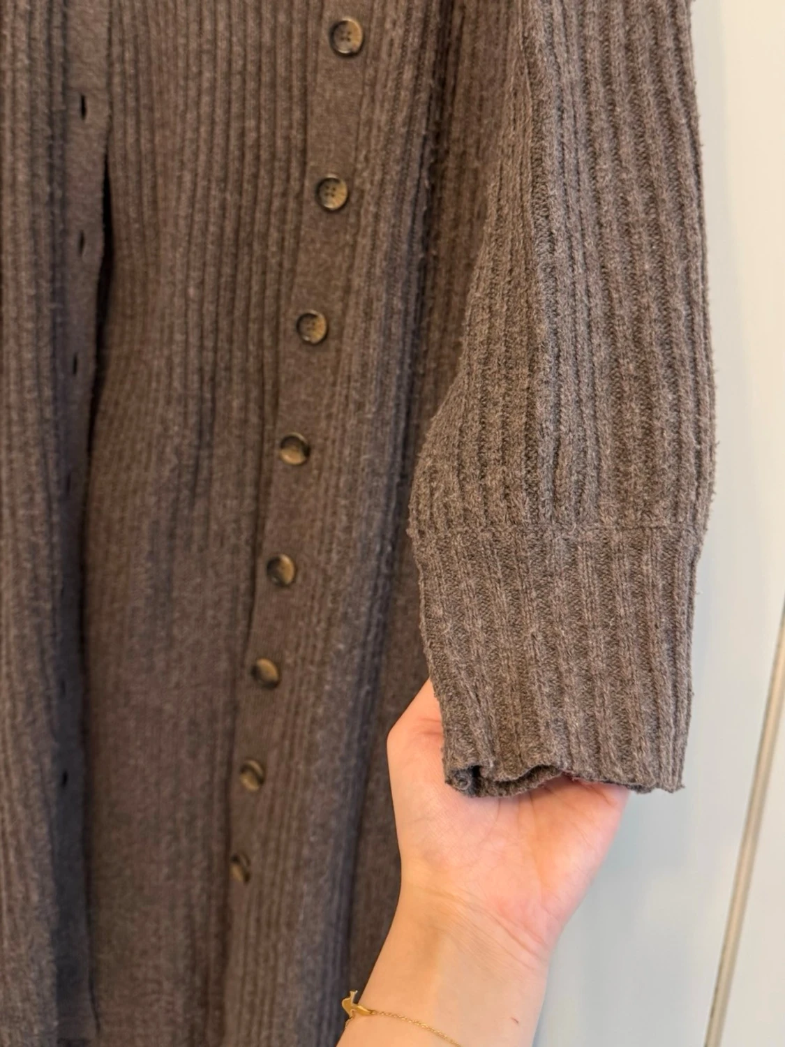 Lång ribbstickad cardigan  - 2