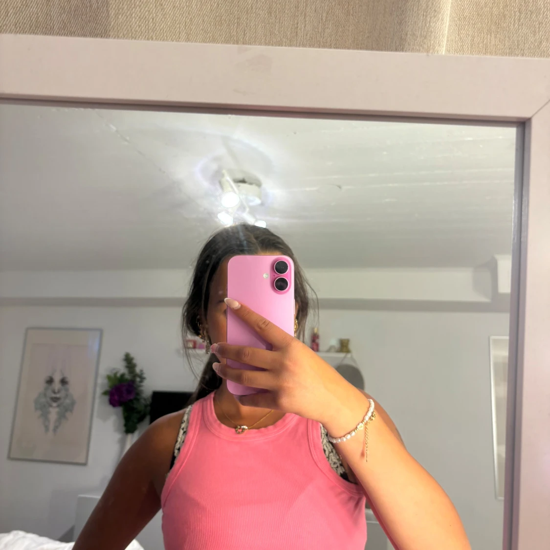 Rosa ribbad linnetopp från Pieces - 1