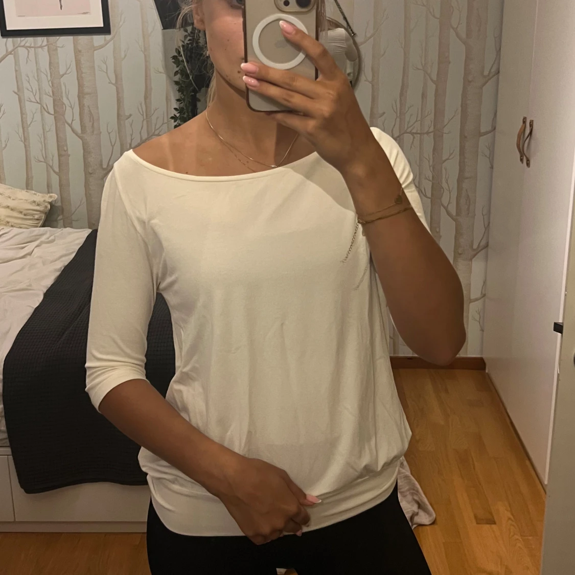 Vit offshoulder topp med trekvartsärm - 3