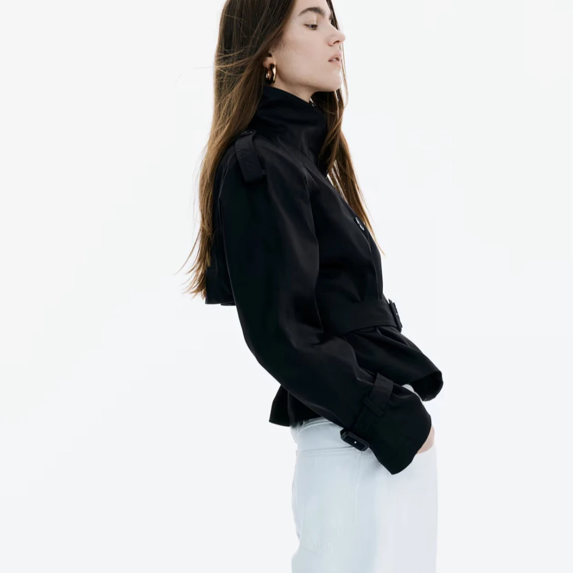 Svart trenchcoat med bälte - 2