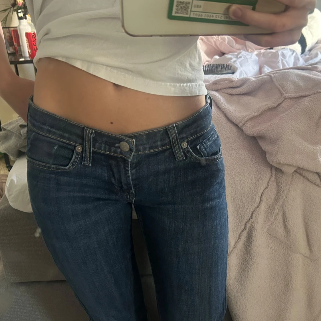 Mörkblå bootcut jeans  - 2