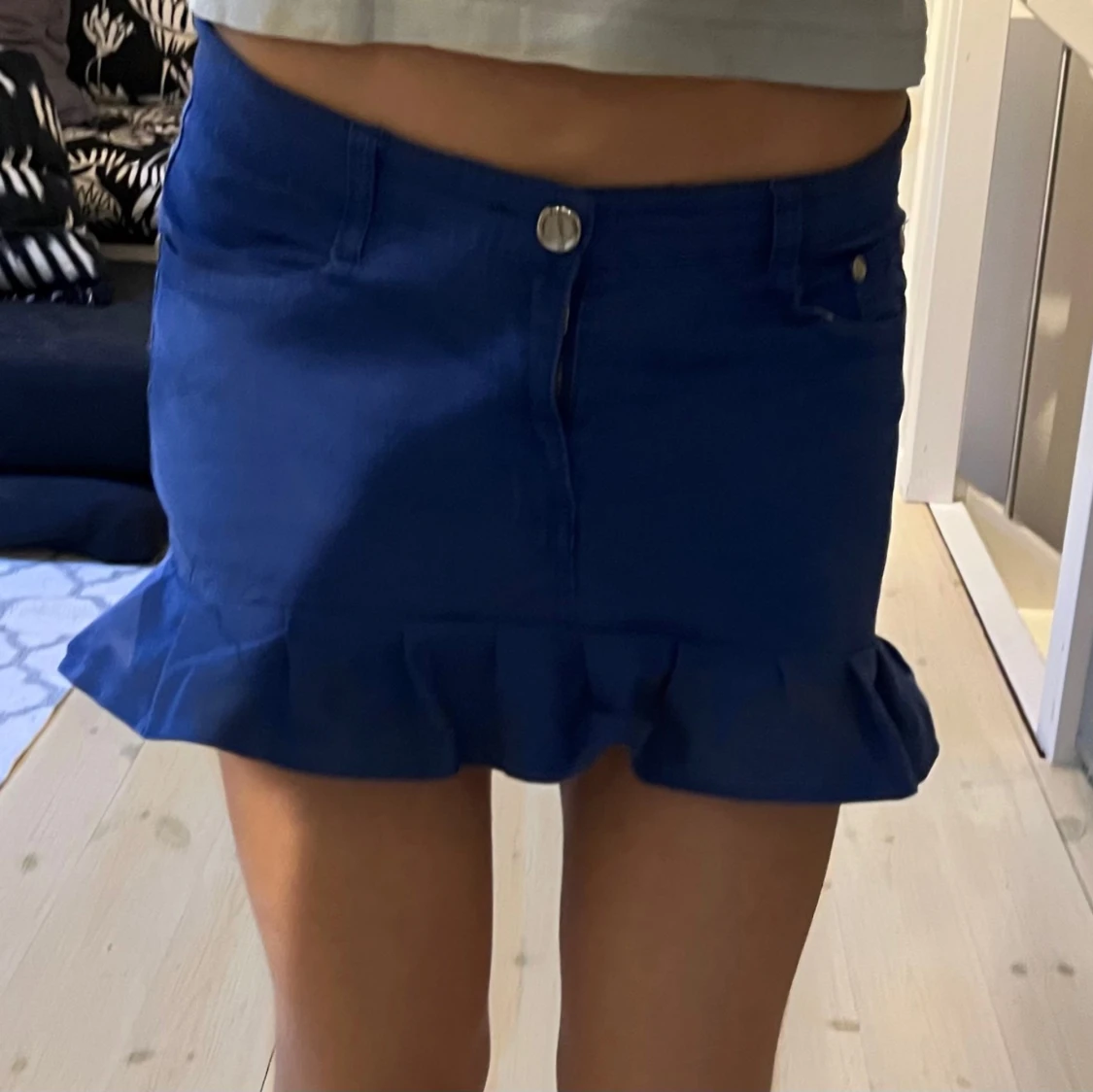 Lågmidjad Blå volangkjol  - 1