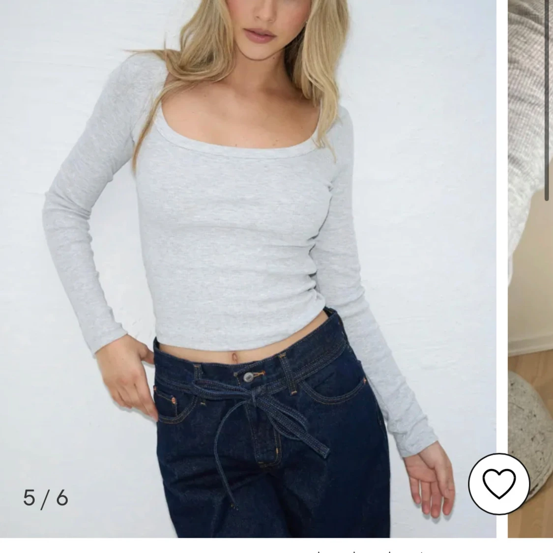 Ljusgrå ribbad topp från Nelly - 3