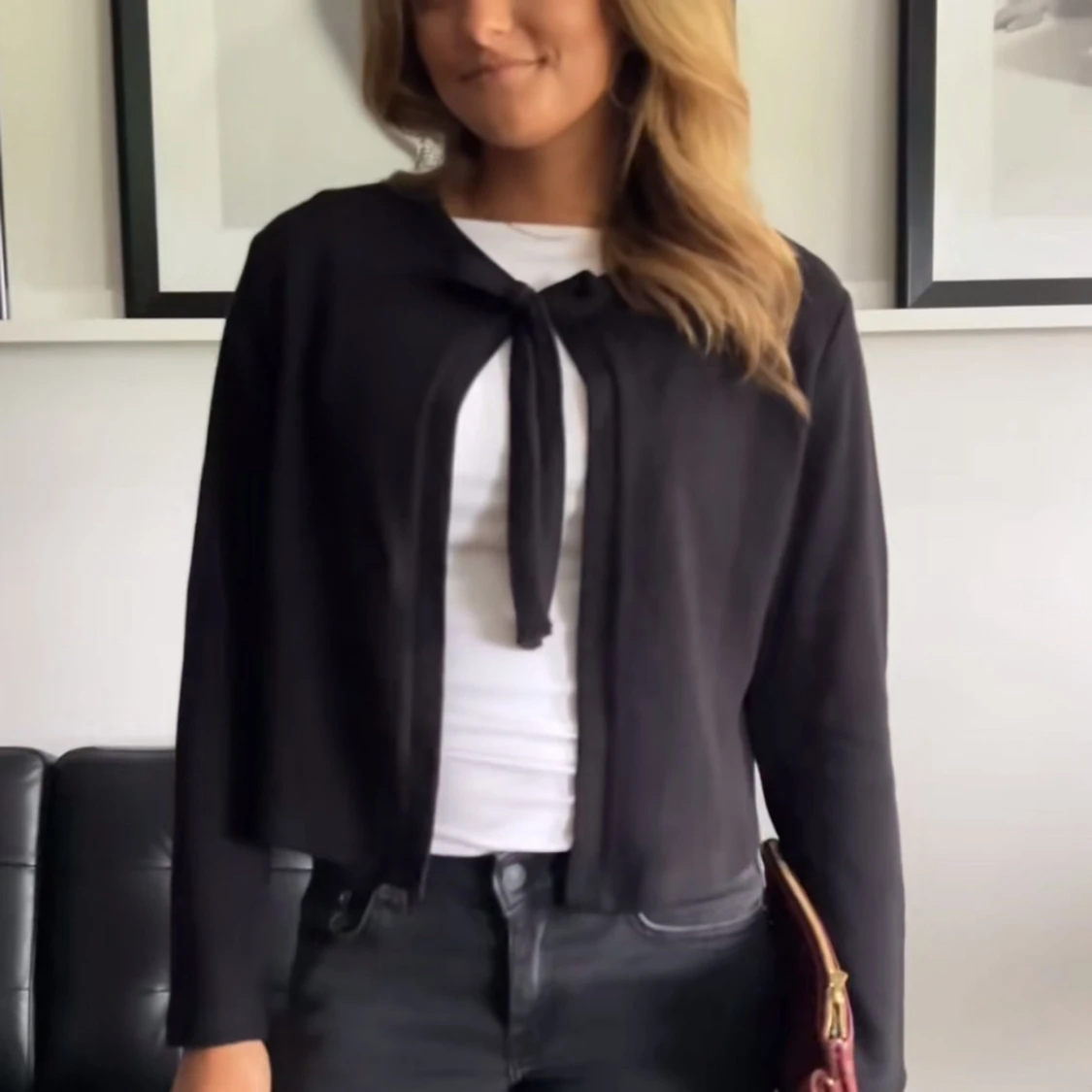 Marinblå kofta med knyt - 1