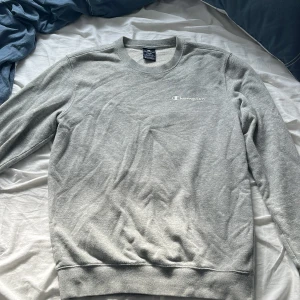 Grå sweatshirt från Champion - En stilren grå sweatshirt från Champion med diskret logga broderad på bröstet. Tröjan har rund halsringning, långa ärmar och är tillverkad i mjuk bomullsmix. Perfekt för en chill och avslappnad look.