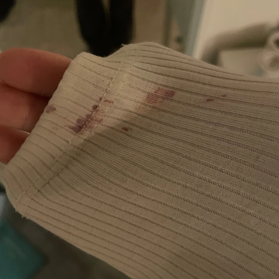 Vit ribbad långärmad topp - 3