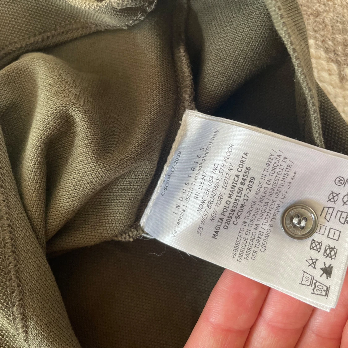 Olivgrön Moncler pikétröja med logga - 2