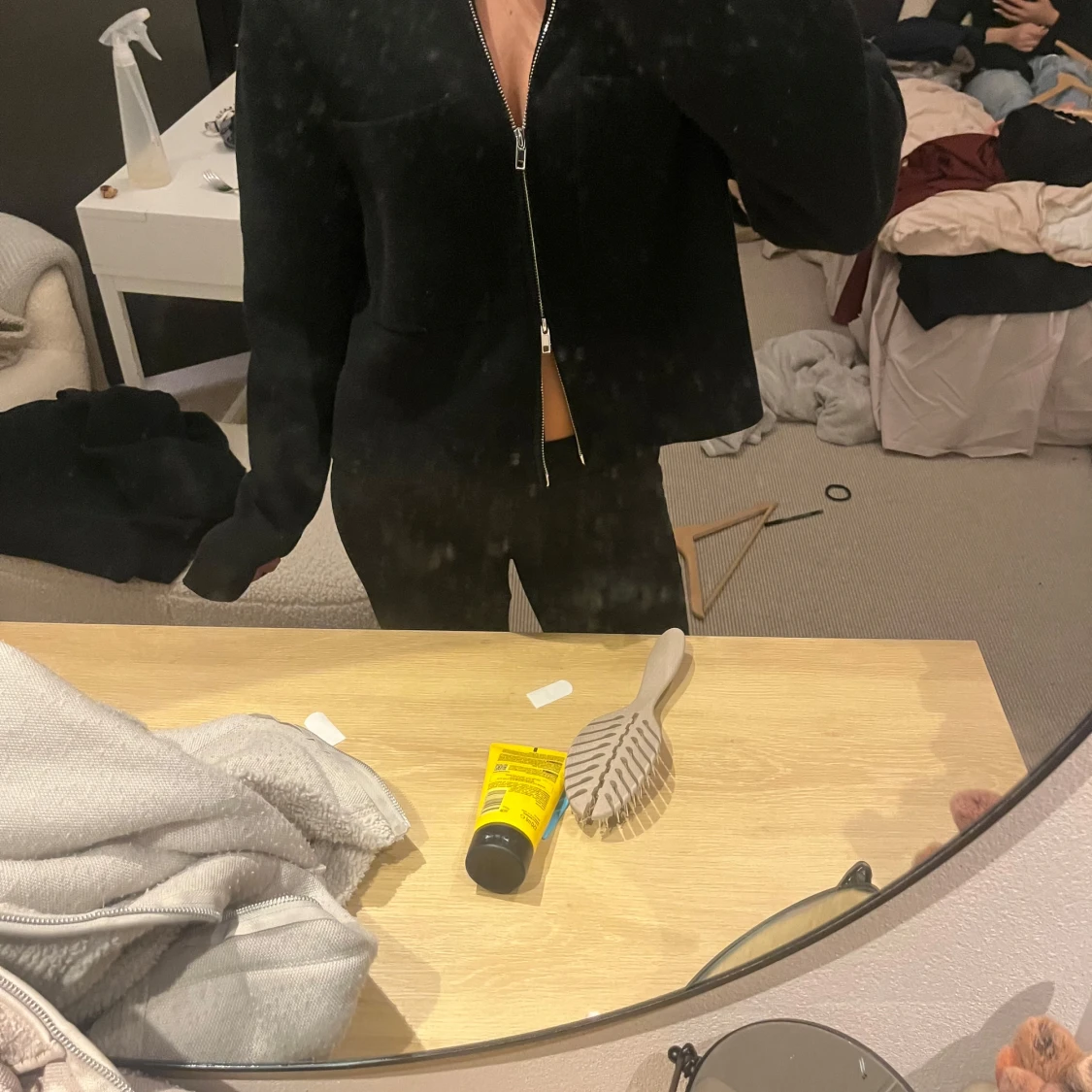 Svart zip-up cardigan jacka - 2