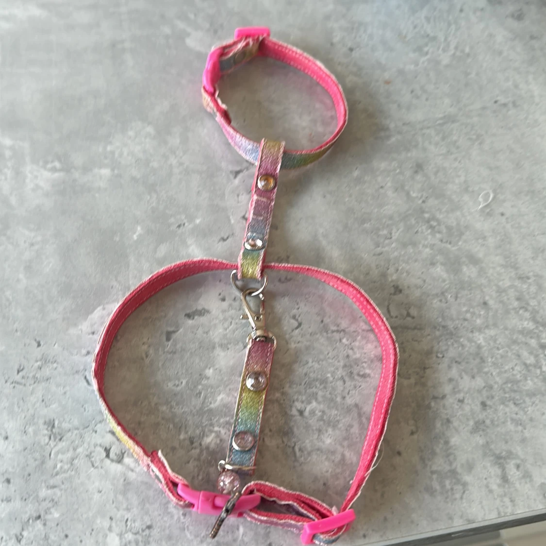 Glittrigt regnbågsfärgat kattsele - 2