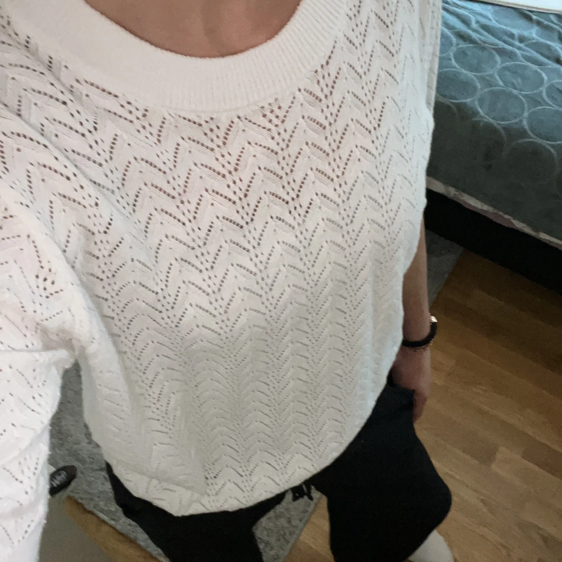 Vit stickad topp - 3