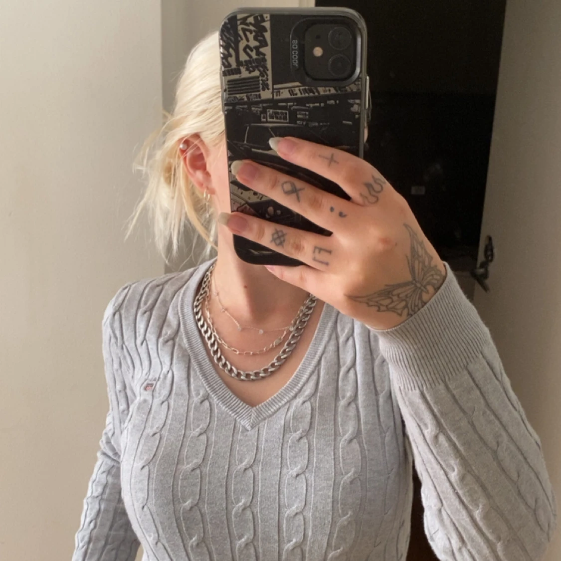 Grå kabelstickad tröja från GANT