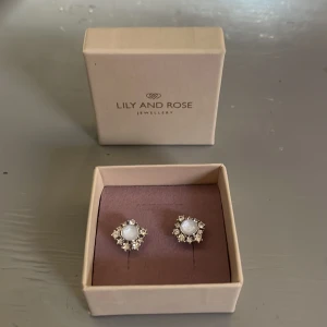 Silverörhängen med pärlor från Lily and Rose - Snygga örhängen från Lily and Rose i silverfärg med rund vit pärla i mitten och gnistrande stenar runt om. Klassisk och elegant design som ger en lyxig känsla. Perfekta för att lyfta din look med lite extra bling. Helt oanvända. Nypris 349:- 