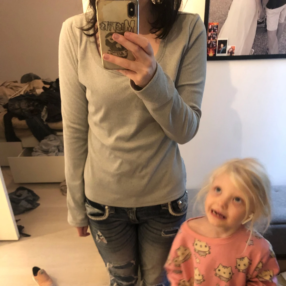 Tjock urringad grå tröja