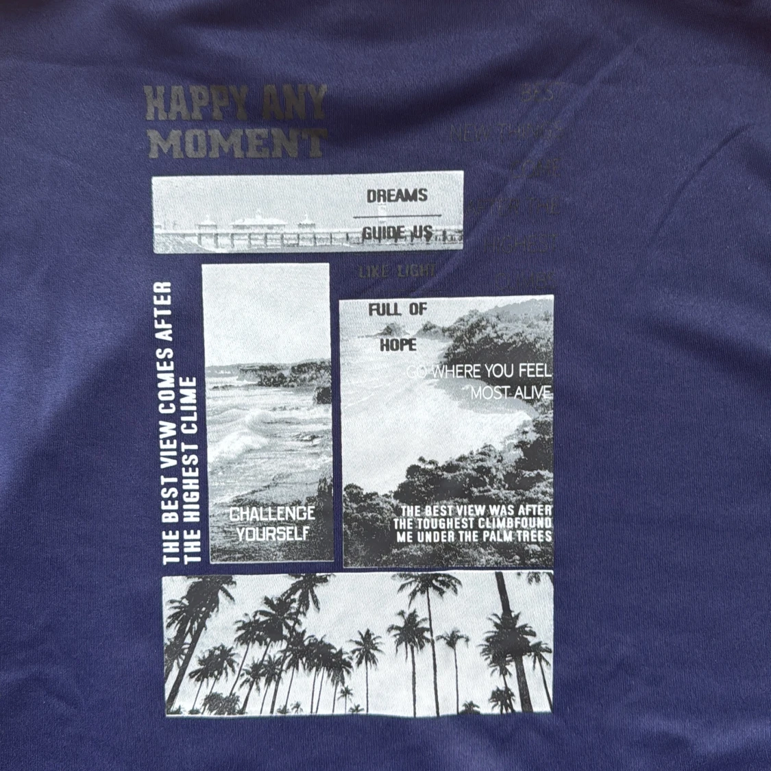 Marinblå hoodie med tryck - 2