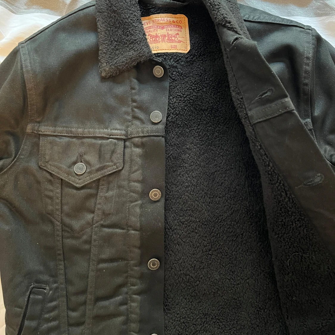 Svart fodrad jeansjacka  Levi's Sherpa - 3