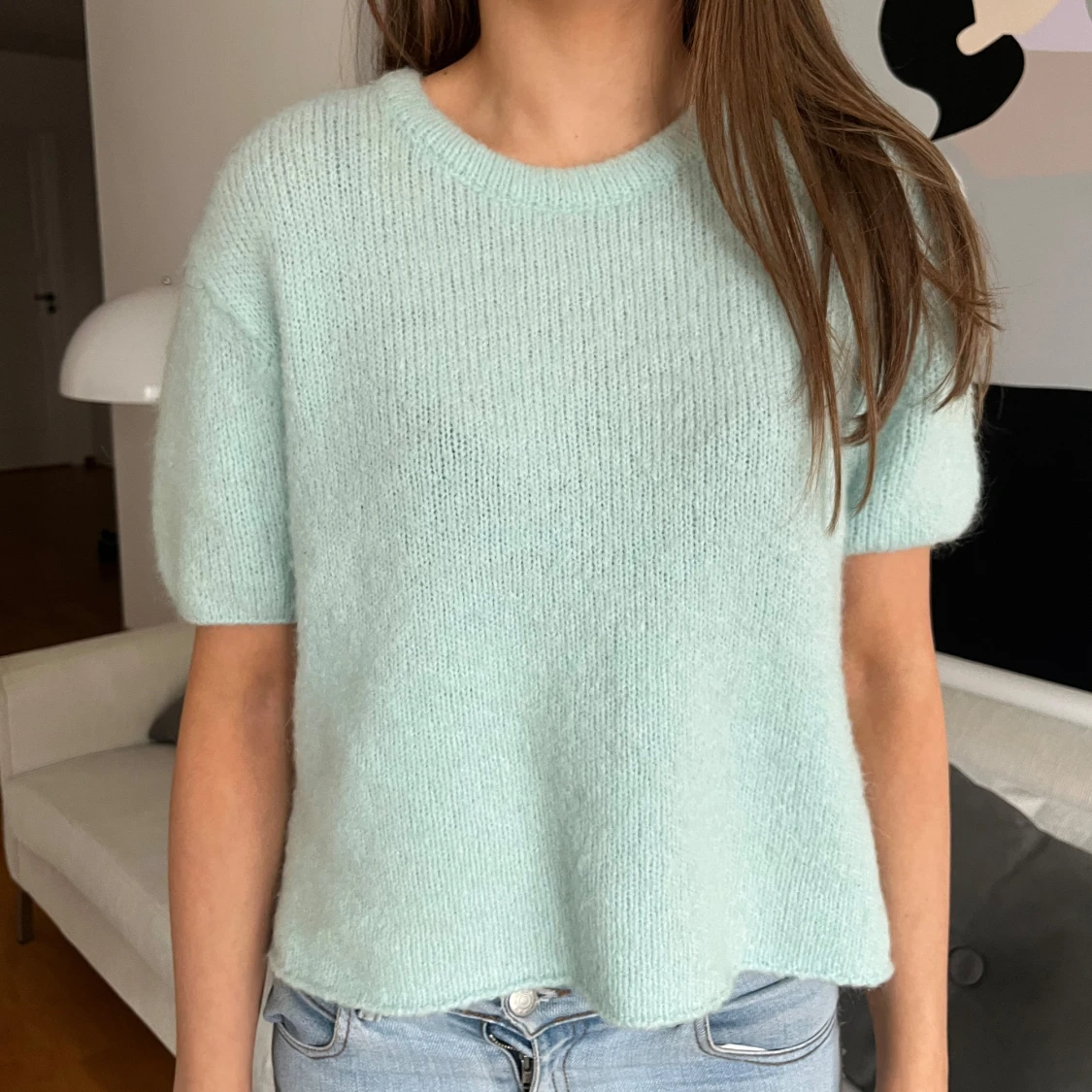 Ljusblå stickad tröja - 2