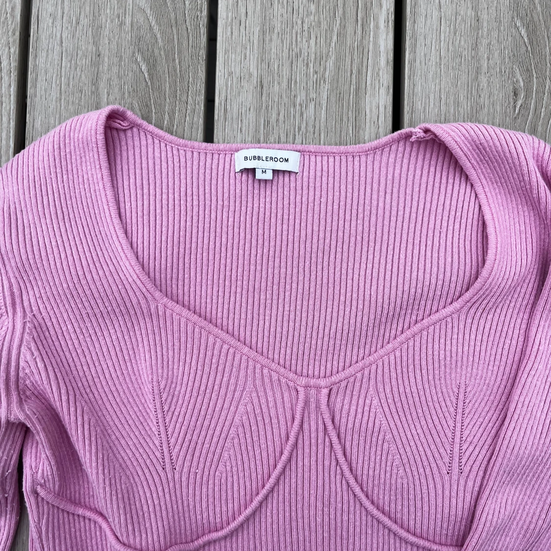 Rosa ribbad tröja från Bubble Room - 1