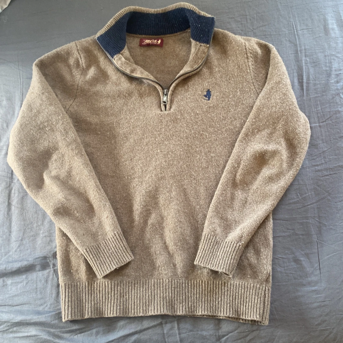 Beige stickad half zip