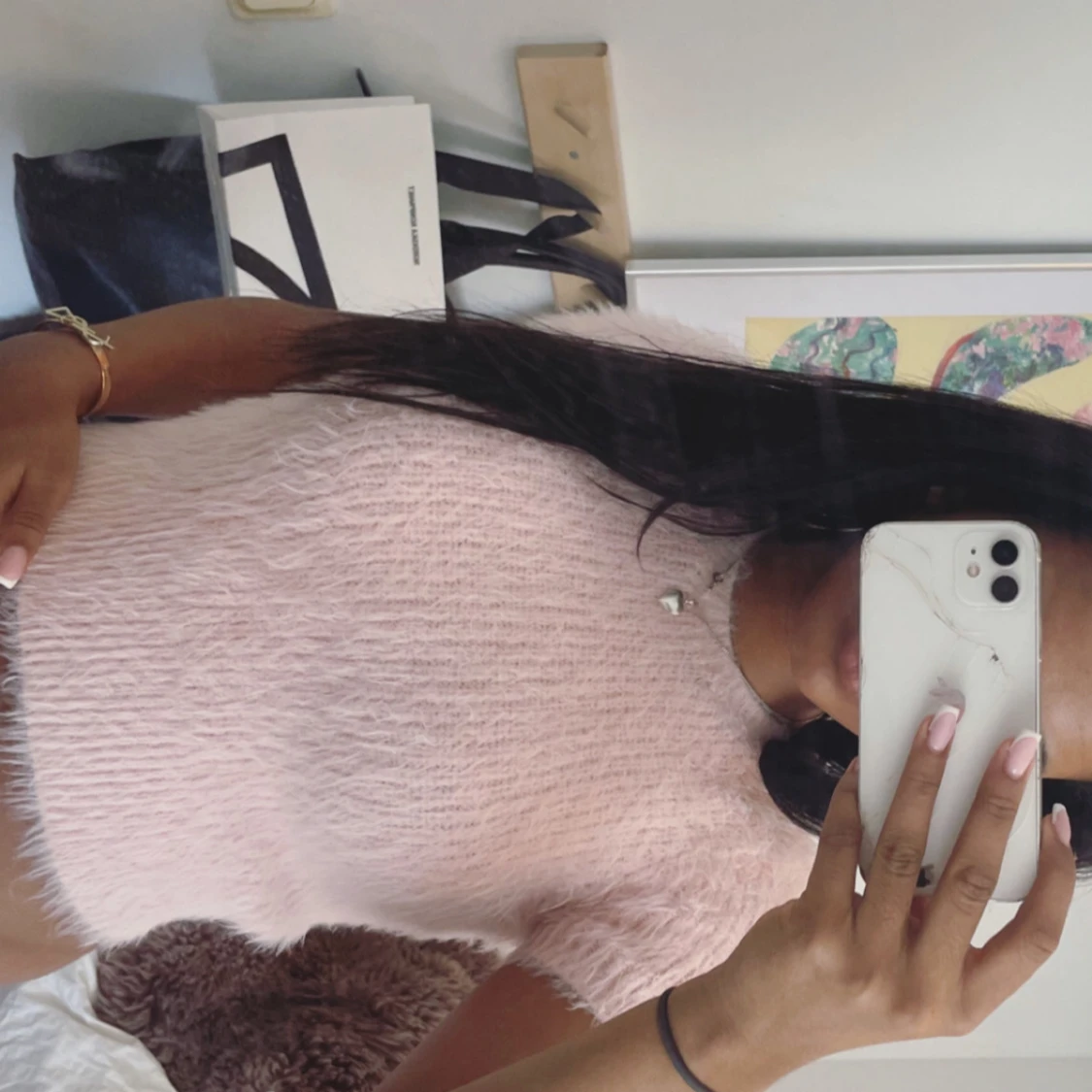 Ljusrosa fluffig tröja