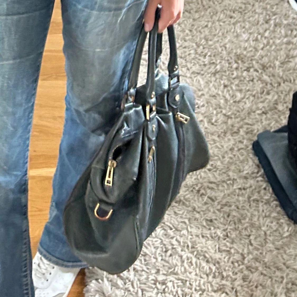 Grön axelväska med dragkedja - 2