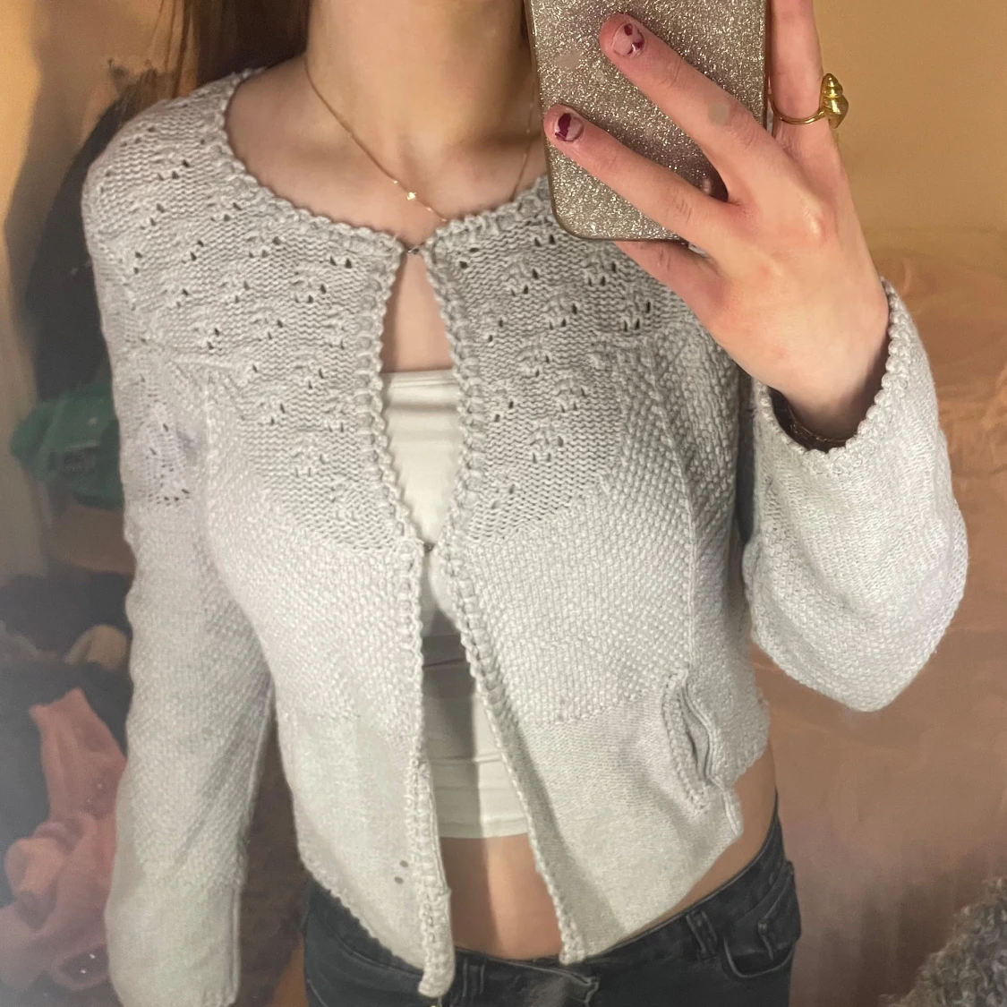 Ljusgrå stickad kofta från Odd Molly