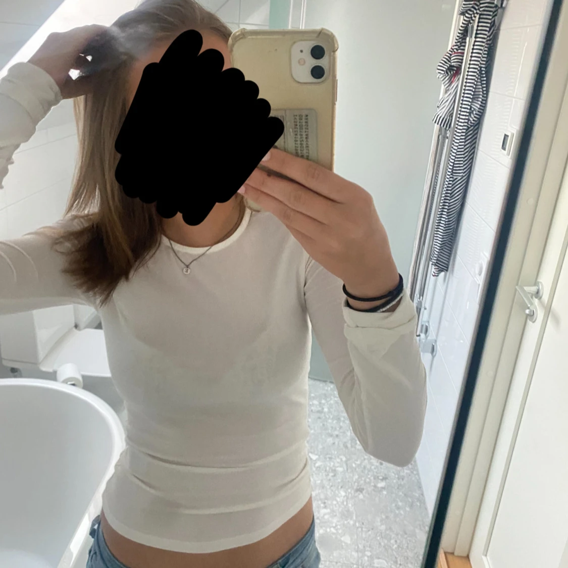 Vit långärmad tight tröja - 1