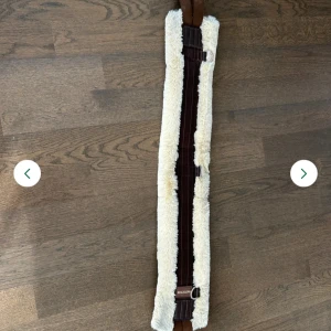 Brun sadelgjord med fluff - Säljer en brun sadelgjord från Protector med mjukt beige fuskpälsfoder. Stl 125. Använd 1-2 så i väldigt fint skick! 
