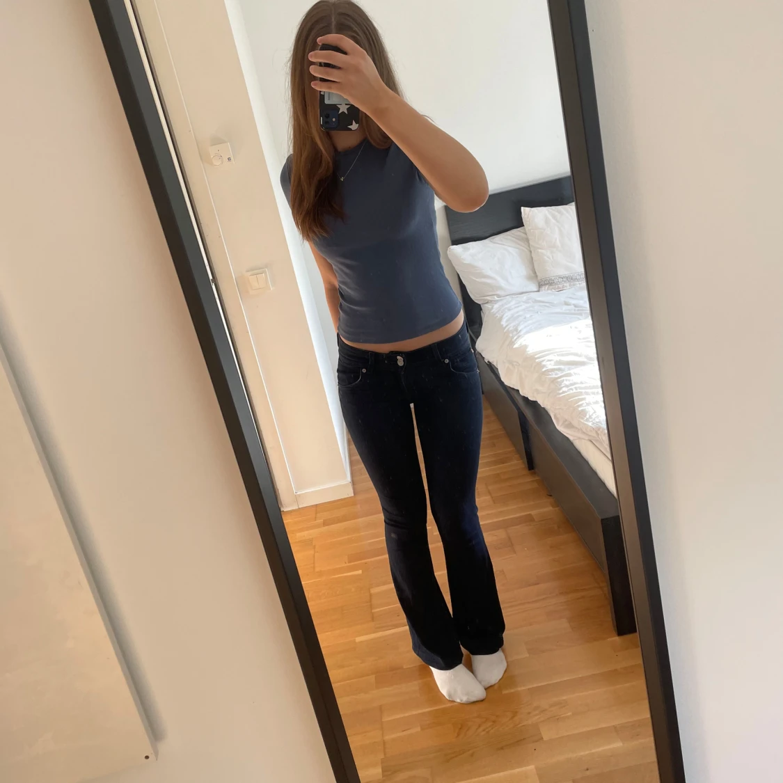 Blå  topp blå t-shirt 