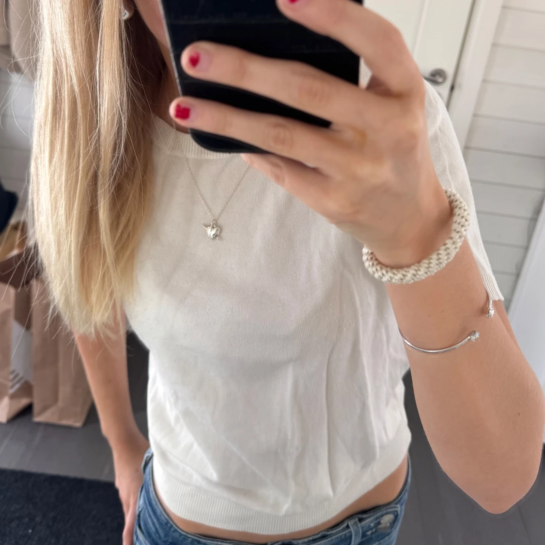 Vit kortärmad topp💋 - 1