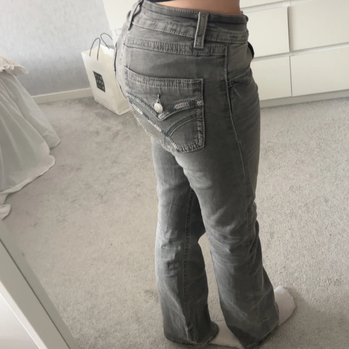 Grå jeans low - 1