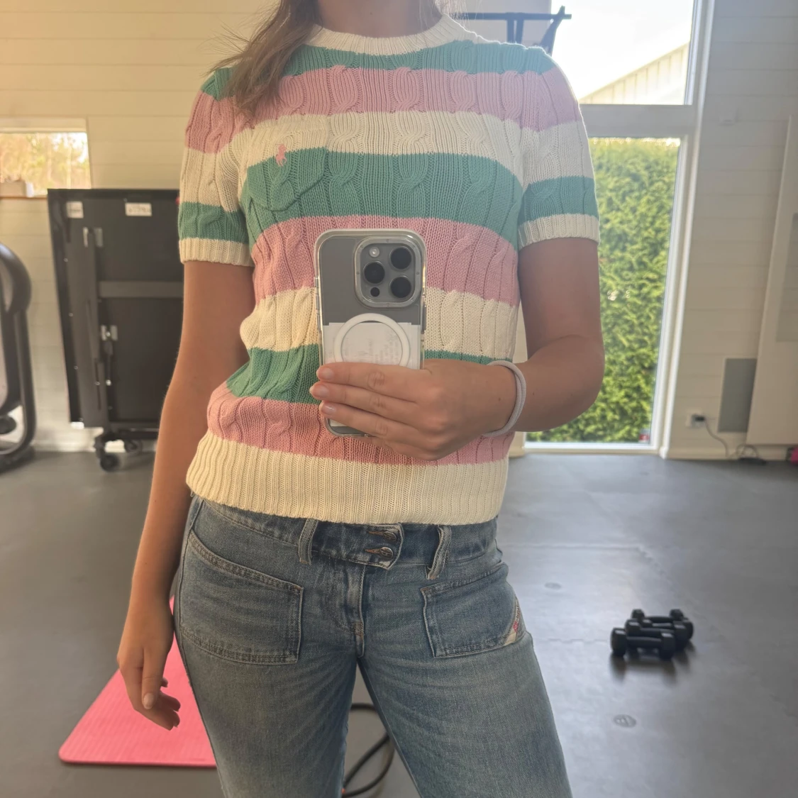 Randig stickad topp - 1