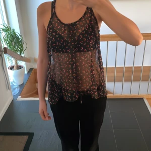 Svart topp Rut m.fl. - Säljer en svart transparent linnetopp från Rut m.fl. med små körsbär på. Toppen är ärmlös med smala axelband och har dragkedja i ryggen. Bra skick!!🥰💕💕