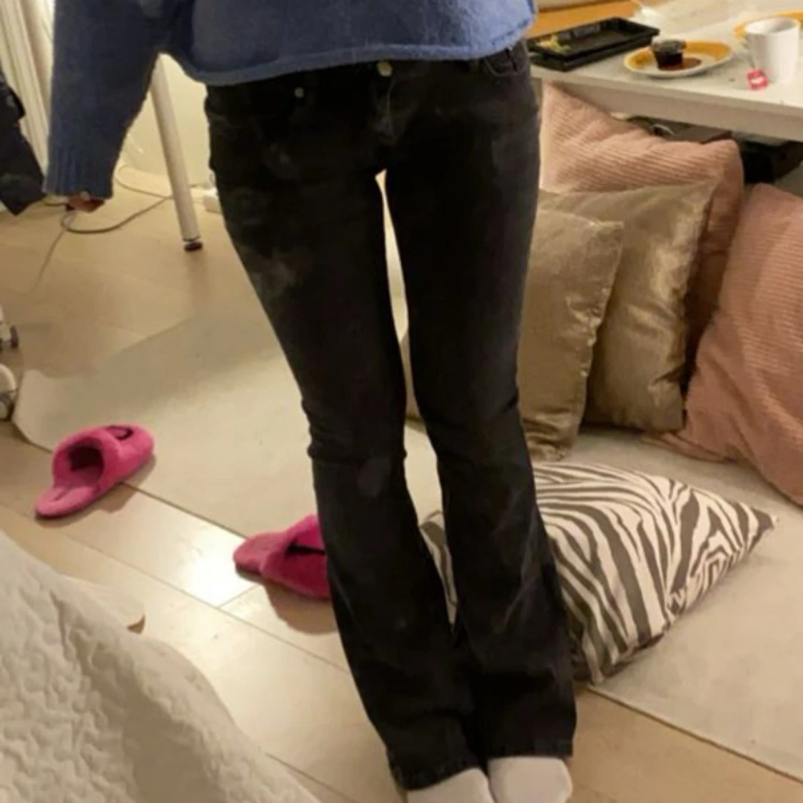 Svarta lågmidjade bootcut jeans lager 157
