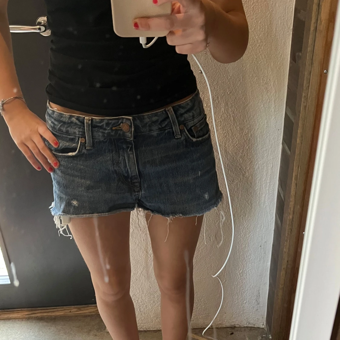 Blå jeansshorts med fransar från ONLY - 3