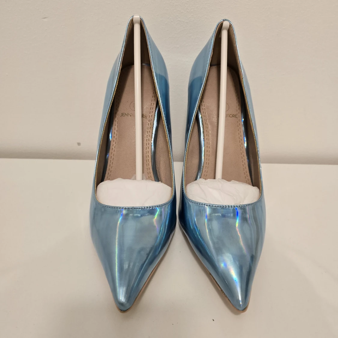 Metallicblå pumps med spetsig tå - 1