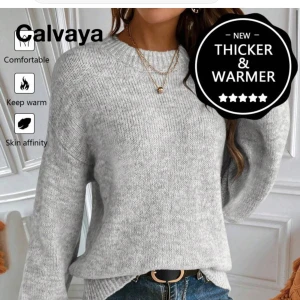 Grå stickad tröja från Calvaya - Mysig och tjock grå stickad tröja från Calvaya med rund halsringning och långa ärmar. Köpt från SHEIN för 150kr  kommer inte till användning 